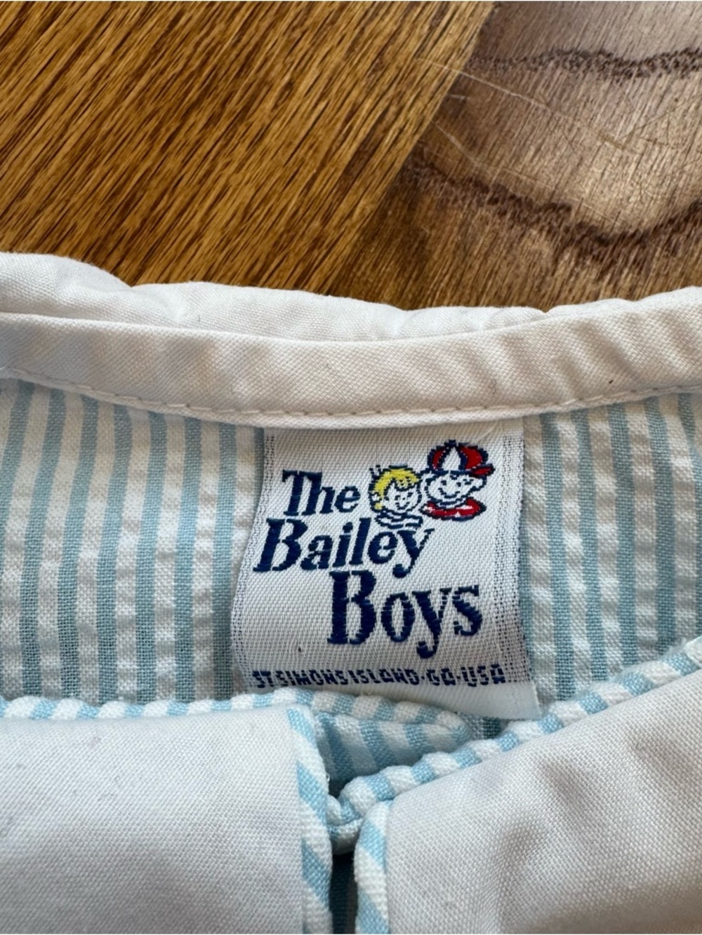 Bailey boys Light Blue Seersucker Two-Piece Set with White Peter Pan Collar - Picture 10 of 11